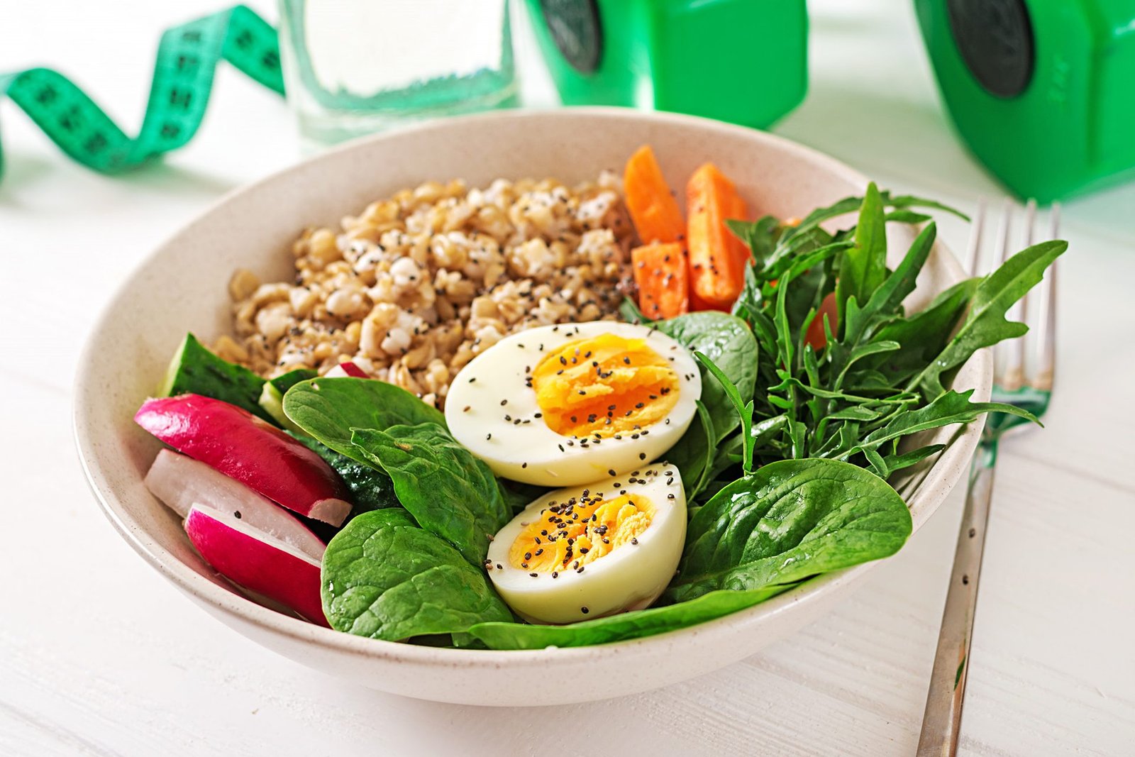 Warm Farro Grain Bowls with Fried Eggs